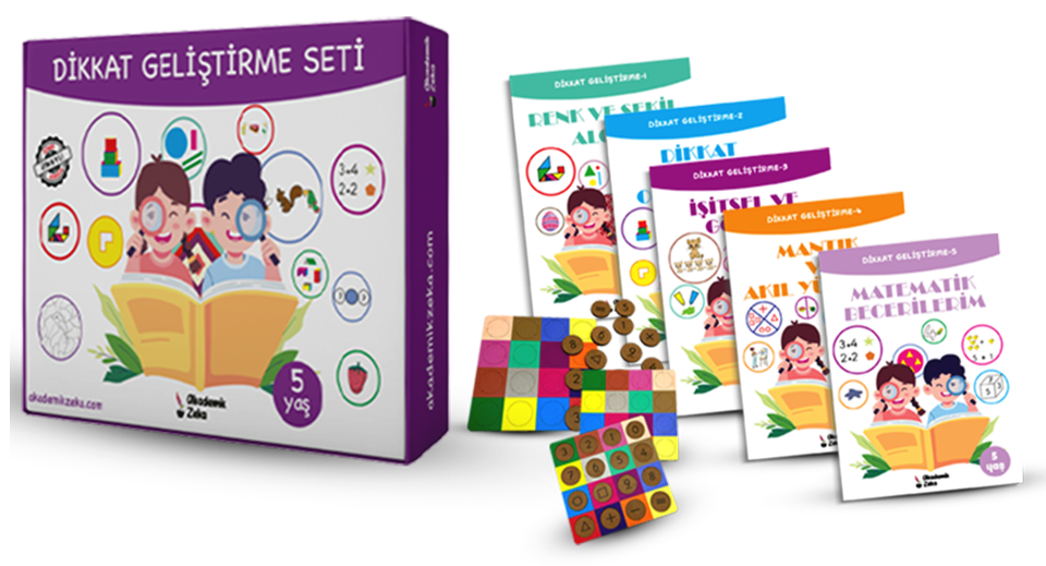 5 Yaş Dikkat Geliştirme Seti (5 KİTAP VE ÇÖZÜM PİYON SETİ)