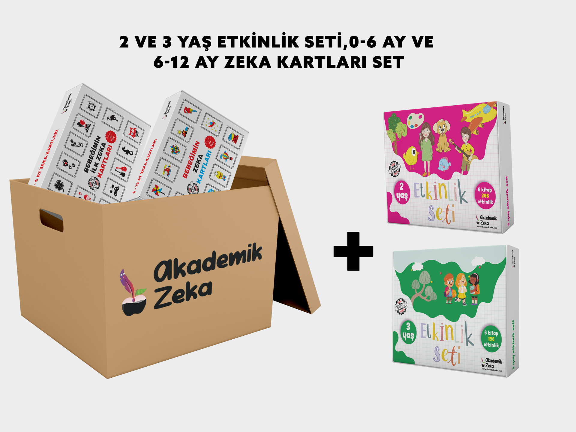2 ve 3 Yaş Etkinlik Seti + 0-6 Ay ve 6-12 Ay Zeka Kartları