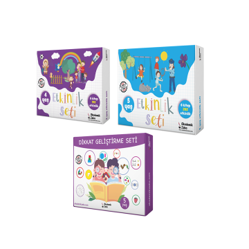 4 ve 5 Yaş Etkinlik Seti + Dikkat Geliştirme Seti + Hayvan, Sebze, Meyve Zeka Kartları