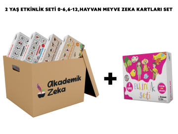 2 Yaş Etkinlik Seti + 0-6 - 6-12 ve Hayvan, Meyve Zeka Kartları