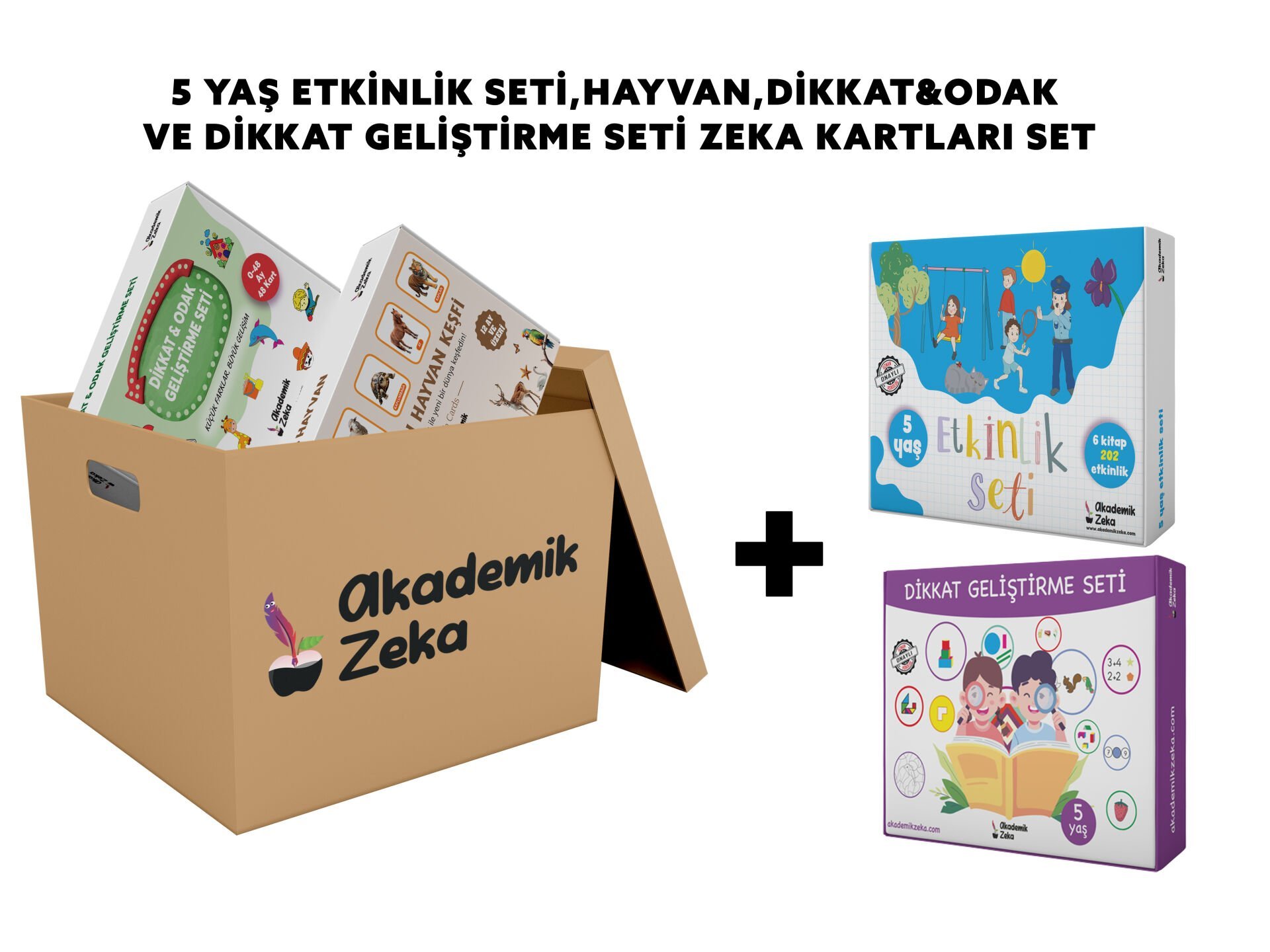 5 Yaş Etkinlik Seti + Dikkat&Odak,Hayvan Zeka Kartları+Dikkat Geliştirme Seti
