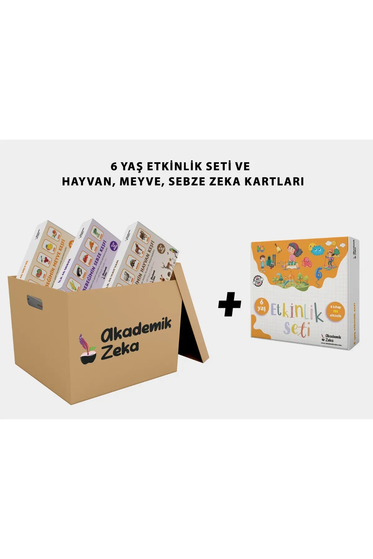 6 Yaş Etkinlik Seti ve Hayvanlar, Meyveler, Sebzeler zeka kartı