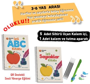 İzli Abc ve Sayıcıklar Kitabları Oluklu Seti (1AdetSihirliUçanKalem-TutmaAparatı, 10 Adet Kalem İçi)