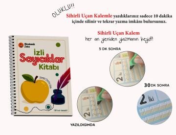 İzli Sayıcıklar Kitabı Oluklu( 1 adet sihirli uçan kalem- tutma aparatı, 5 adet kalem içi)