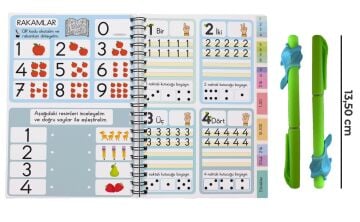 İzli Sayıcıklar Kitabı Oluklu( 1 adet sihirli uçan kalem- tutma aparatı, 5 adet kalem içi)