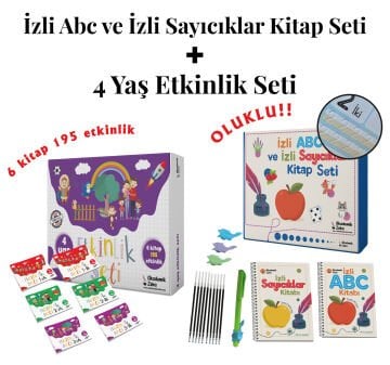 4 Yaş Etkinlik Seti(6 KİTAP 195 ETKİNLİK) - İzli Abc ve Sayıcıklar Kitabları Oluklu Seti