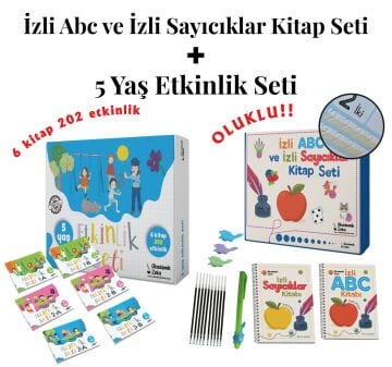5 Yaş Etkinlik Seti ( 6 Kitap 202 Etkinlik) - İzli Abc ve Sayıcıklar Kitabları Oluklu Seti