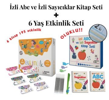 6 Yaş Etkinlik Seti (6 Kitap 203 Etkinlik)- İzli Abc ve Sayıcıklar Kitabları Oluklu Seti